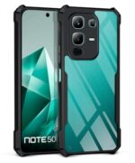 kelpuj Shock Proof Clear Protective Back Case for Infinix Note 50X 5G - AirEDGE Technology | 360 Degree Camera Protection | Transparent Hybrid Back Case Mobile Cover - Black