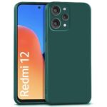 Back Cover for Mi Redmi 12 4G | Ultra Slim Soft Rubberised Case | Inner Velvet Fabric Lining | Matte Silicone Flexible Mobile Case | Camera Protection - Green