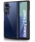 Shockproof Clear Back Cover for Samsung Galaxy Z Fold 7 5G | Electroplated Metal-Look Camera Lens Protector | Slim & Lightweight Design | Hybrid PC + TPU | Hard Case ? Matte Black