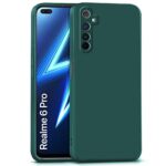 Slim Ultra Soft Rubberised Back Cover for Realme 6 Pro | Inner Velvet Fabric Lining | Matte Silicone Flexible Camera Protection Back Case - Green