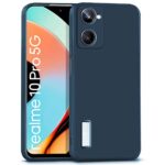 Slim Ultra Soft Rubberised Back Cover for Realme 10 Pro 5G | Inner Velvet Fabric Lining | Matte Silicone Flexible Camera Protection Back Case ? Blue
