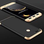 3 in 1 Double Dip Case [ Anti Slip ] Super Slim [Hard] Hybrid PC All Angle Protection Lightweight Matte Hard Back Case Cover for XIAOMI MI A1 - Black with Gold