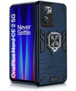 Shock Proof Back Case Mobile Cover for 1+ OnePlus Nord CE 2 5G | Back Cover Case (Tough Armor | Hybrid PC + TPU | Ring Holder & in-Built Kickstand | Blue)