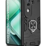 Shock Proof Back Case Mobile Cover for iQOO Z9s 5G | Vivo V40e 5G | Back Cover Case (Tough Armor | Hybrid PC + TPU | Ring Holder & in-Built Kickstand | Black)