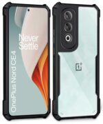 kelpuj Shock Proof Clear Protective Polycarbonate Back Case for Oneplus Nord Ce 4 5G - Airedge Technology | 360 Degree Camera Protection | Transparent Hybrid Back Case Mobile Cover - Black - Image 5