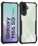 Shock Proof Clear Protective Back Case for Samsung Galaxy M56 5G | Galaxy F56 5G AirEDGE Technology | 360 Degree Camera Protection | Transparent Hybrid Mobile Cover Black - Image 3