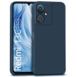 Back Cover for Redmi 13C 5G and for Poco M6 5G | Ultra Slim Soft Rubberised Case | Inner Velvet Fabric Lining | Matte Silicone Flexible Mobile Case | Camera Protection - Blue