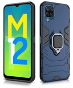 Shock Proof Back Case Mobile Cover for Samsung Galaxy F12 | A12 | M12 | Back Cover Case (Tough Armor | Hybrid PC + TPU | Ring Holder & in-Built Kickstand | Blue) - Image 4