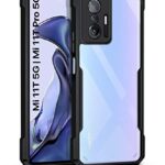 Polycarbonate Back Case Cover for Xiaomi Mi 11T | Mi 11T Pro | Crystal Clear Transparent Mobile Phone Cover | Hard Bumper | Full Armor Shockproof Device & Camera Protection | Black