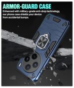 Shock Proof Back Case Mobile Cover for Vivo X200 5G | Back Cover Case (Tough Armor | Hybrid PC + TPU | Ring Holder & inBuilt Kickstand | Blue) - Image 7