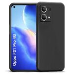 Ultra Slim Soft Rubberized Back Cover Inner Velvet Fabric Lining Matte Silicone Flexible Camera Protection Back Cover for Oppo F21 Pro 4G | (Black)