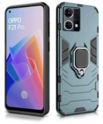 Shock Proof Back Case Mobile Cover for Oppo F21 Pro 4G | Back Cover Case (Tough Armor | Hybrid PC + TPU | Ring Holder & in-Built Kickstand | Green) - Image 3