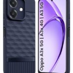 kelpuj Back Cover for Oppo A3x 5G | A3x 4G | A3 5G with Hexa Cube Design | Ultra Slim Soft Rubberised Case | Inner Velvet Fabric | Matte Silicone Flexible Mobile Case | Camera Protection - Blue