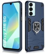 Shock Proof Back Case Mobile Cover for Samsung Galaxy A16 5G | Back Cover Case (Tough Armor | Hybrid PC + TPU | Ring Holder & in-Built Kickstand | Blue) - Image 3
