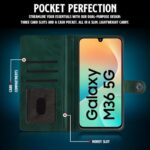 Shock Proof Flip Cover Back Case for Samsung Galaxy M36 5G | Magnetic Wallet Leather Case with Stand - Image 5