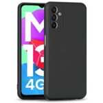 Slim Ultra Soft Rubberised Back Cover for Samsung Galaxy F13 | M13 4G | Inner Velvet Fabric Lining | Matte Silicone Flexible Camera Protection Back Case - Black