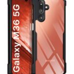 Shock Proof Clear Protective Back Case for Samsung Galaxy M36 5G | Samsung Galaxy F36 5G- AirEDGE Technology | 360 Degree Camera Protection | Transparent Hybrid Mobile Cover - Black
