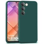 Back Cover for Vivo Y200e 5G | Vivo T3 5G | Ultra Slim Soft Rubberised Case | Inner Velvet Fabric Lining | Matte Silicone Flexible Mobile Case | Camera Protection - Green