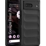 Ultimate Silicon Back Cover Case for Google Pixel 7A | Military Grade Drop Protection Shockproof Bumper | Anti-Slip Grip | Scratch Proof Micro-Fibre Cloth Inside (Pitch Black)