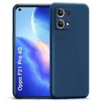 kelpuj Ultra Slim Soft Rubberized Back Cover Inner Velvet Fabric Lining Matte Silicone Flexible Camera Protection Back Cover for Oppo F21 Pro 4G (Blue)