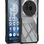 kelpuj Shock Proof Clear Protective Back Case for Nothing Phone 3a Pro - AirEDGE Technology | 360 Degree Camera Protection | Transparent Hybrid Back Case Mobile Cover - Black