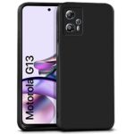 Back Cover for Motorola Moto G13 | Ultra Slim Soft Rubberised Case | Inner Velvet Fabric Lining | Matte Silicone Flexible Mobile Case | Camera Protection - Black