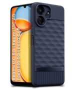 Back Cover for Mi Redmi 13C 5G | Redmi 13C 4G | Poco M6 5G | Poco C65 | Hexa Cube Design | Inner Velvet Fabric Soft Case | Matte Silicone Flexible Mobile Case | Camera Protection - Blue - Image 3