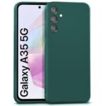 Back Cover for Samsung Galaxy A35 5G | Galaxy A55 5G | Ultra Slim Soft Rubberised Case | Inner Velvet Fabric | Matte Silicone Flexible Mobile Case | Camera Protection - Green