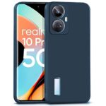 Ultra Slim Soft Rubberised Back Cover Case for Realme 10 Pro Plus 5G | with Inner Velvet Fabric Lining | Matte Silicone Flexible Camera Protection Back Cover ? Blue