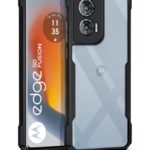 Shock Proof Clear Back Case Mobile Cover for Motorola Moto Edge 50 Fusion 5G | Moto Edge G96 Fusion 5G (Hard | Hybrid PC + TPU | Full Armour Device & Camera Protection | Black)