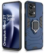 Shock Proof Back Case Mobile Cover for 1+ OnePlus Nord 2T 5G | Back Cover Case (Tough Armor | Hybrid PC + TPU | Ring Holder & in-Built Kickstand | Blue) - Image 3