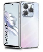 Crystal Clear Transparent Back Case Cover for Tecno Spark 20 Pro | Full Device & Camera Protection Shockproof TPU | Flexible Silicone Back Cover Case Transparent