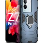 Shock Proof Back Case Mobile Cover for iQOO Z7 Pro | Vivo T2 Pro 5G | Back Cover Case (Tough Armor | Hybrid PC + TPU | Ring Holder & in-Built Kickstand | Blue)