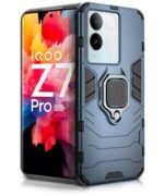 Shock Proof Back Case Mobile Cover for iQOO Z7 Pro | Vivo T2 Pro 5G | Back Cover Case (Tough Armor | Hybrid PC + TPU | Ring Holder & in-Built Kickstand | Blue)