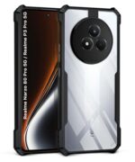 kelpuj Shock Proof Clear Protective Back Case for Realme Narzo 80 Pro 5G - AirEDGE Technology | 360 Degree Camera Protection | Transparent Hybrid Back Case Mobile Cover - Black