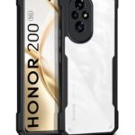 Shock Proof Clear Protective Back Case for Honor 200 5G - AirEDGE Technology | 360 Degree Camera Protection | Transparent Hybrid Back Case Mobile Cover - Black