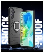 Shock Proof Back Case Mobile Cover for Samsung Galaxy M55 5G | M55s 5G | F55 5G (Tough Armor | Hybrid PC + TPU | Full Protection with Ring Holder & in-Built Kickstand | Black) - Image 7