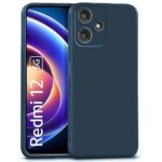Back Cover for Mi Redmi 12 5G | Poco M6 Pro 5G | Ultra Slim Soft Rubberised Case | Inner Velvet Fabric Lining | Matte Silicone Flexible Mobile Case | Camera Protection - Blue
