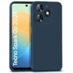 Back Cover for Tecno Spark Go 2024 | Tecno Pop 8 | Spark 20 | Ultra Slim Soft Rubberised Case | Inner Velvet Fabric Lining | Matte Silicone Flexible Mobile Case | Camera Protection - Blue