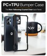 kelpuj Shock Proof Clear Protective Back Case for Motorola Moto G13 - AirEDGE Technology | 360 Degree Camera Protection | Transparent Hybrid Back Case Mobile Cover - Black - Image 7