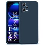 Slim Ultra Soft Rubberised Back Cover for Redmi Note 12 Pro 5G | Inner Velvet Fabric Lining | Matte Silicone Flexible Camera Protection Back Case ? Blue