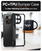 TPU+PC Shock Proof Clear Protective Back Case for Tecno Pova 6 Neo 5G Airedge Technology | 360 Degree Camera Protection | Transparent Hybrid Back Case Mobile Cover Black - Image 7