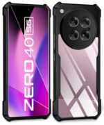 kelpuj Shock Proof Clear Protective Back Case for Infinix Zero 40 5G - AirEDGE Technology | 360 Degree Camera Protection | Transparent Hybrid Back Case Mobile Cover - Black - Image 3