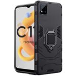 Realme C11 2021 | C20 Tough Armor Bumper Back Case Cover | Ring Holder & Kickstand in-Built | Excellent 360 Degree Protection (Carbon Black)