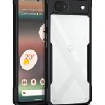 Poly Carbonate + TPU Shock Proof Clear Protective Back Case for Google Pixel 6A - Airedge Technology | 360 Degree Camera Protection | Transparent Hybrid Back Case Mobile Cover - Black