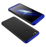 3 in 1 Double Dip Case [ Anti Slip ] Super Slim [Hard] Hybrid PC All Angle Protection Lightweight Matte Hard Back Case Cover for Vivo V7 - Black with Blue
