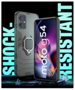 kelpuj Shock Proof Back Case Mobile Cover for Motorola Moto G54 5G | Moto G64 5G | Back Cover Case (Tough Armor | Hybrid PC + TPU | Ring Holder & in-Built Kickstand | Black) - Image 7