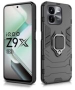 Shock Proof Back Case Mobile Cover for iQOO Z9x 5G (Tough Armor | Hybrid PC + TPU | Full Protection with Ring Holder & in-Built Kickstand | Black) - Image 5