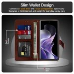 Shock Proof Flip Cover Back Case for Vivo V40 | Magnetic Wallet Leather Case with Stand - Image 7