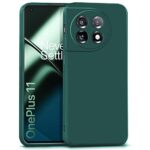 Ultra Slim Soft Rubberised Back Cover Case for 1+ OnePlus 11 5G | Inner Velvet Fabric Lining | Matte Silicone Flexible Camera Protection Back Cover ? Green
